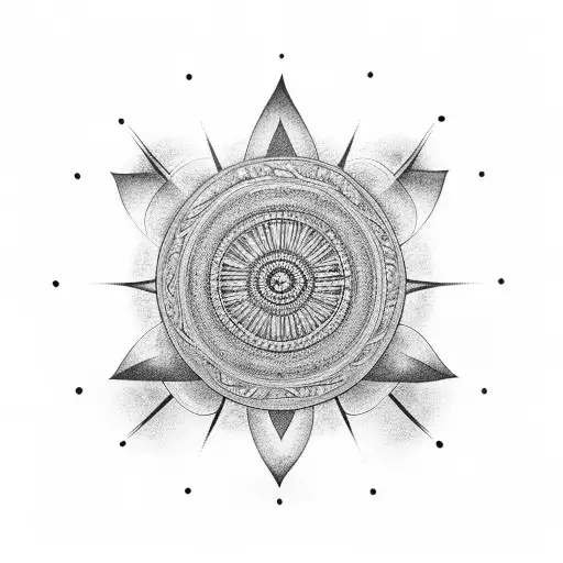 Dhamma Wheel With Lotus