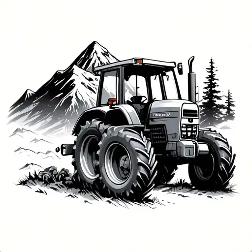 Tractor And Mountain