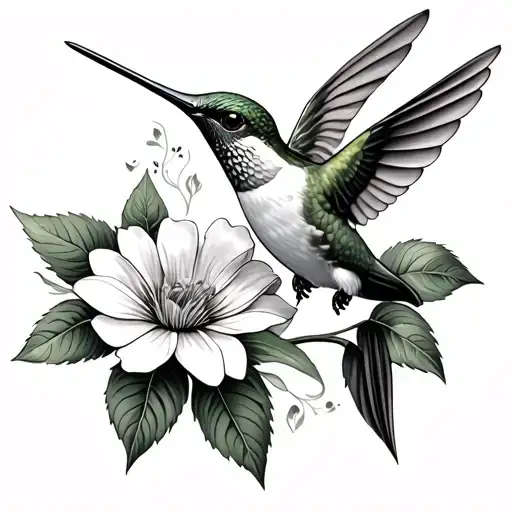 Hummingbird Drinking From Flower