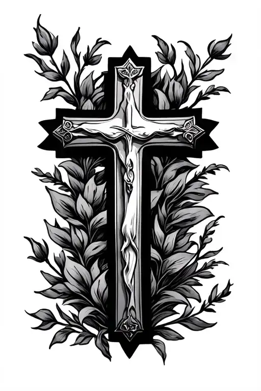 Christian Cross Engraved Style
