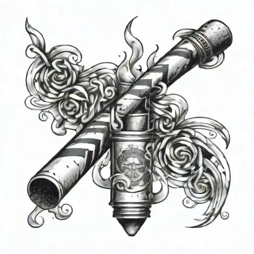 A Tattoo Of A Cigarette With Abstract Art Elements Representing Love And Family