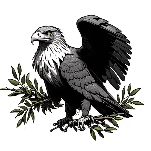 American Flag Eagle Holding Olive Branches