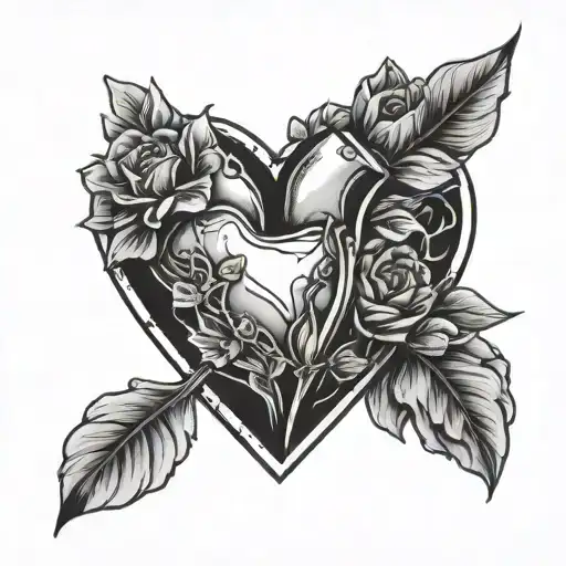 Broken Heart Bandaged Up With Flowers Blooming With Red Blood