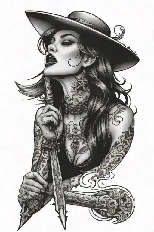 Woman Licking Dagger