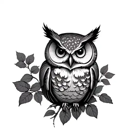 Rose Bush With An Owl