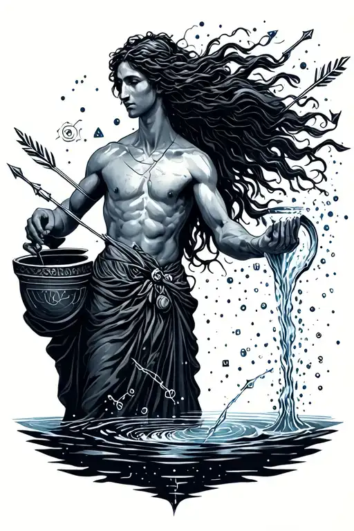 Aquarius Water Bearer Pouring Out A Constellation Arrows
