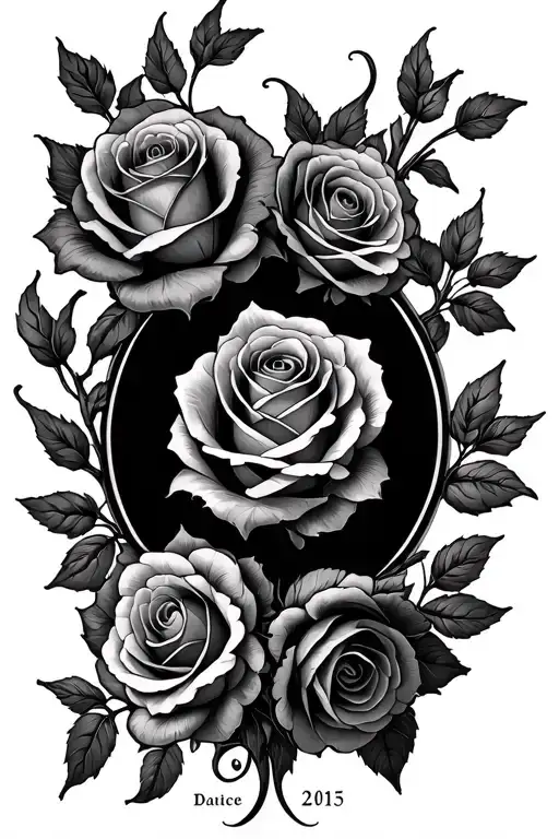 Roses Entwined Vines Forming With Date In Middle