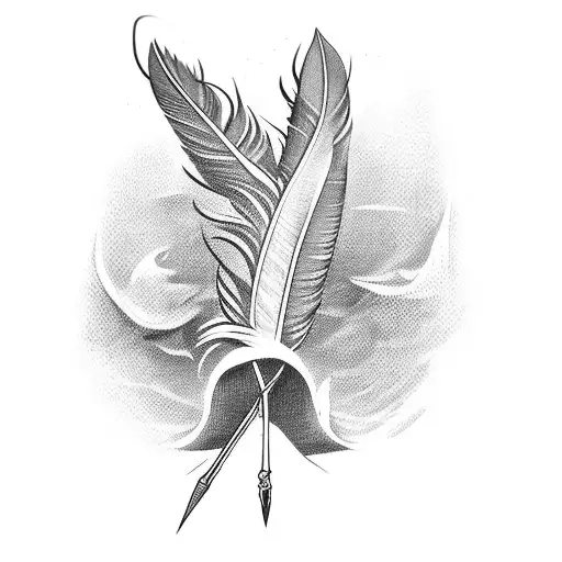 Three Feathers And A Scroll With Text