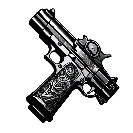 Gun Tattoo Design On Hand