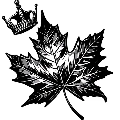 Black And White Maple Leaf With Crown In The Centre