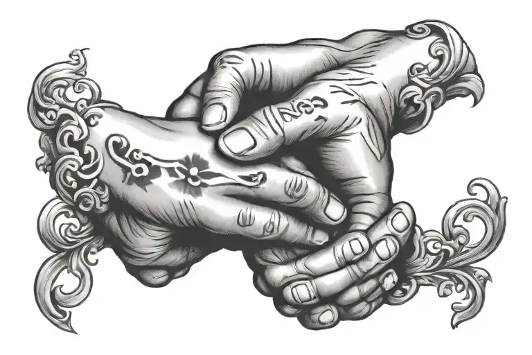 Baby Hand And Dad Hand Holding Each Other