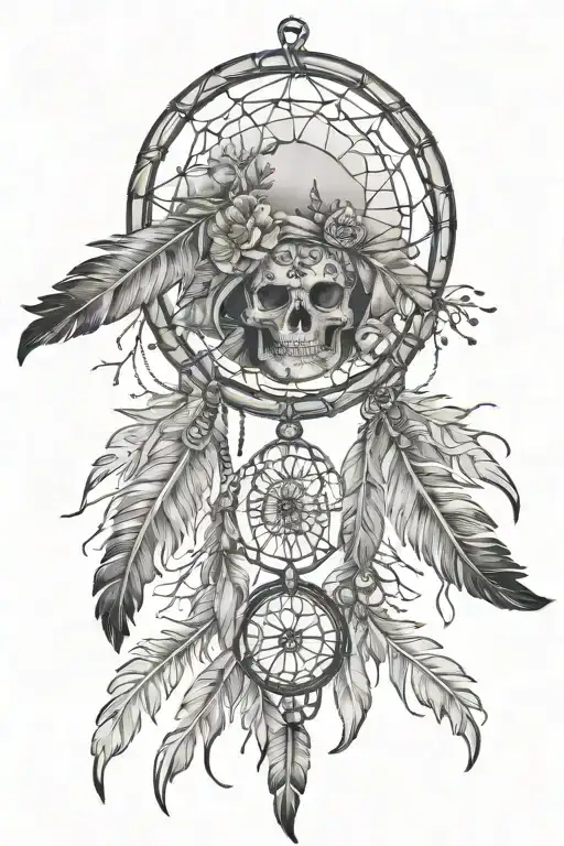 Dream Catcher And Snow And Trees And Travel And Feathers And Skeleton