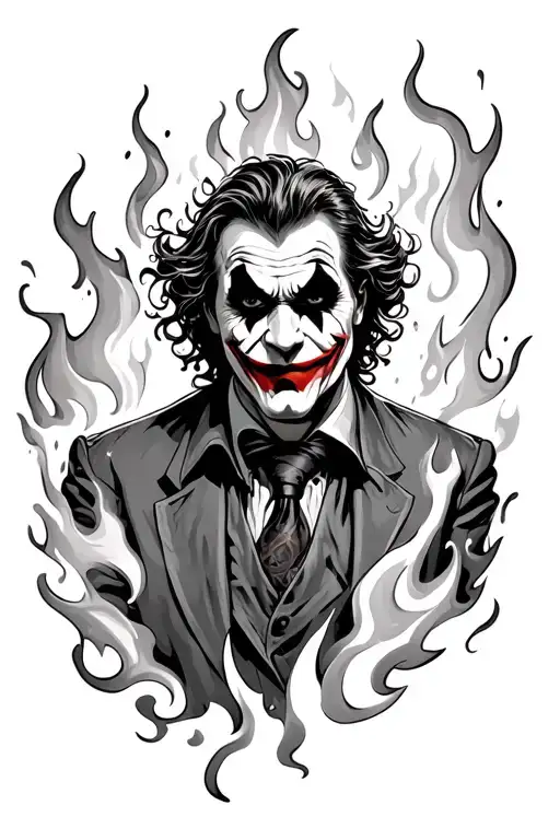 The Joker Surrounded By Fire Flames