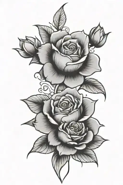 A Black And Grey Tattoo Featuring A Rose And Lotus Flower Surrounded By Money Symbols
