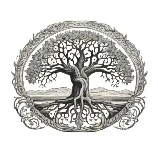 Norse Tree Of Life Around Tricuerta
