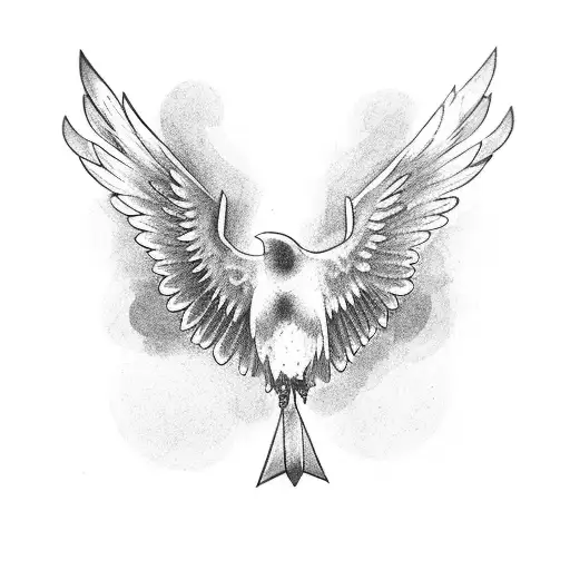 A Crow With Open Wings