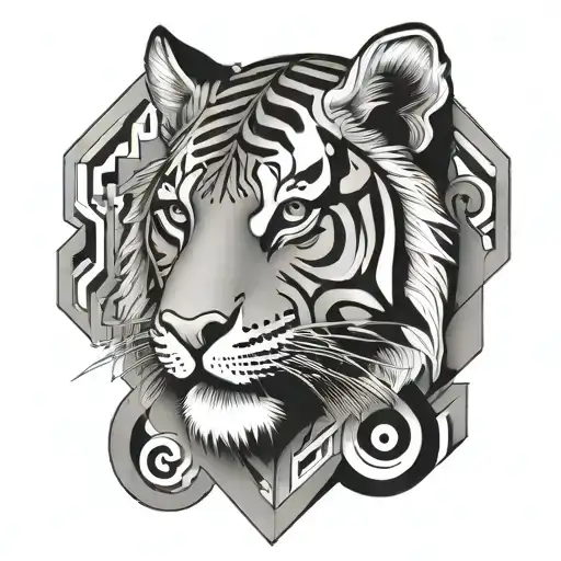 Tiger Egyptian Geometric Design Inspired