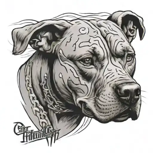 Scary Pit Bull With Mittbeast Written Underneath