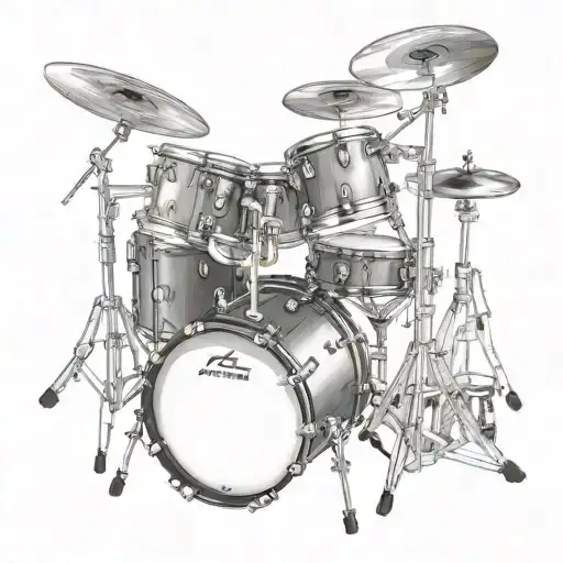 5 Piece 3D Drum Kit Sketch