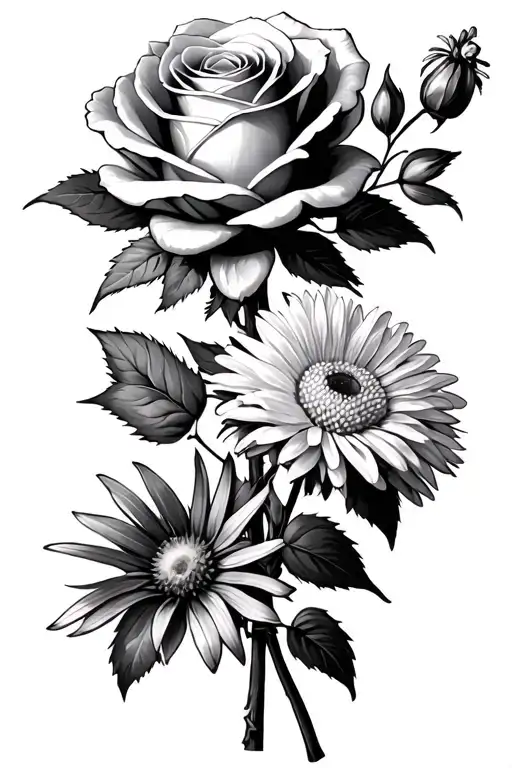 Bouquet With 1 Rose 1 Larkspur And 1 Aster