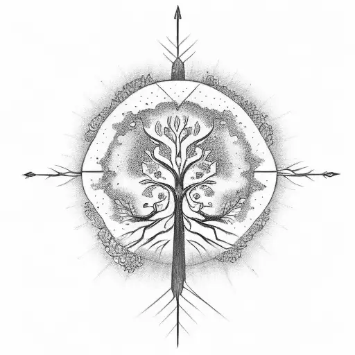 Design A Tree Of Life Tattoo With A North Arrow