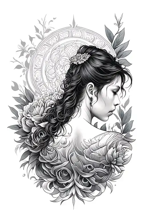 Christian Sak Yant Black And White Back