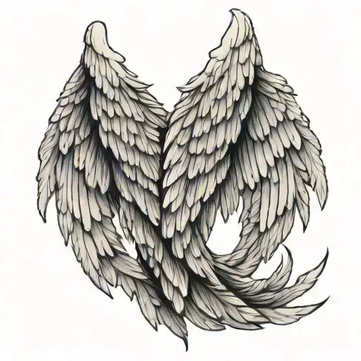 Simple Line Angel Wings