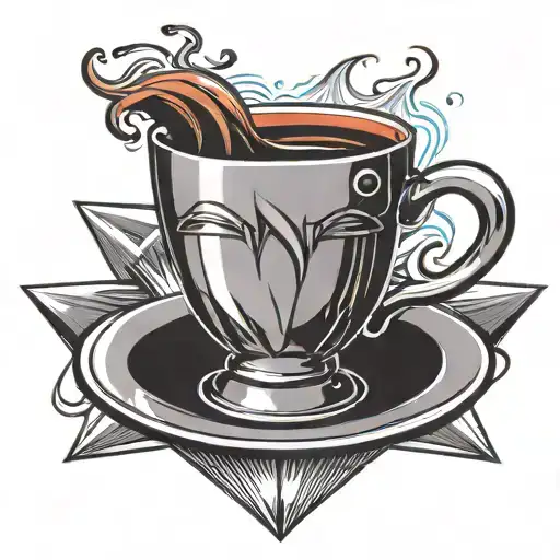 Diamond With A Coffee Cup And Some Smoke With A Red Hue