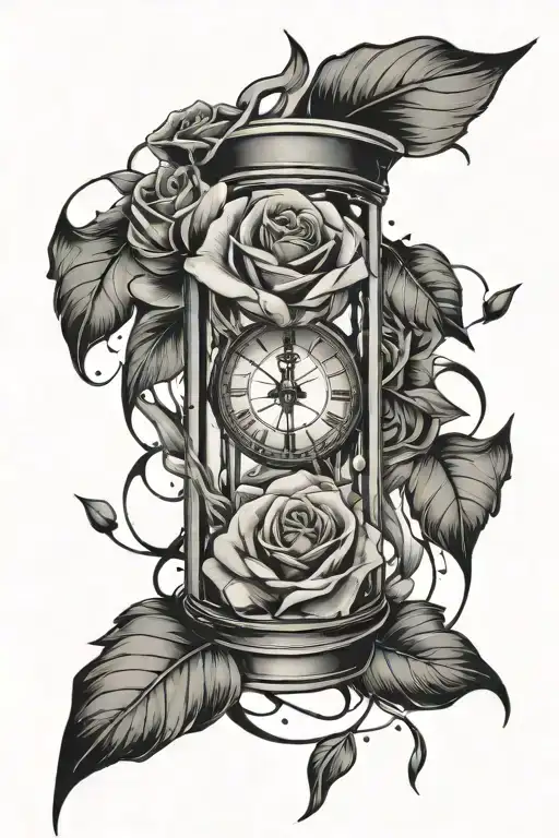 Rose With Hour Glass Shards Flying Everywhere