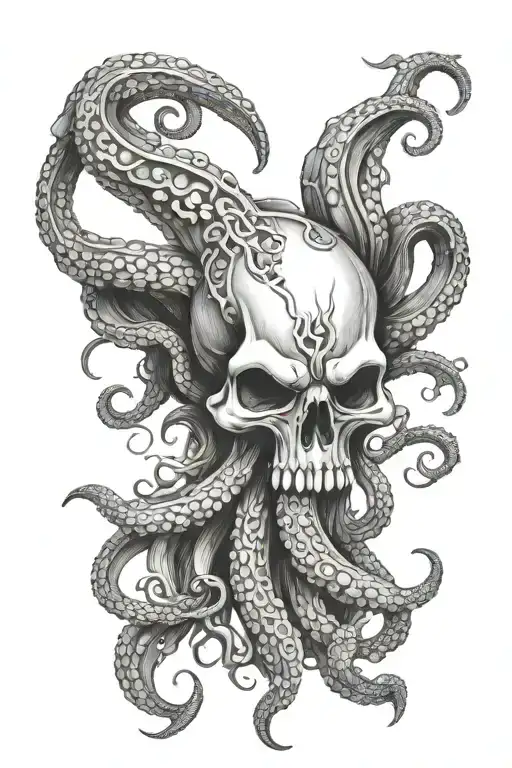 Kraken Skull With Tentacles