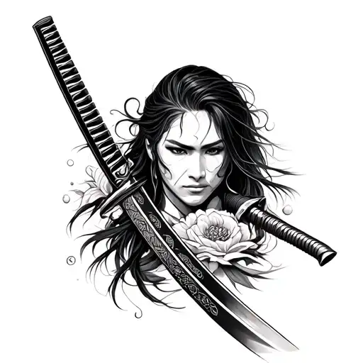 Create Tattoo With Katana For Full Arm