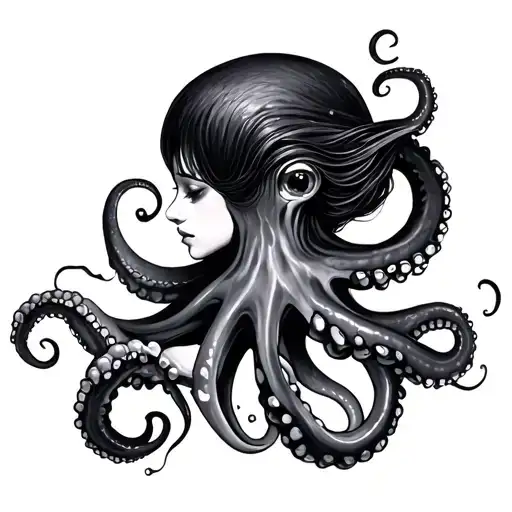 Female And Octopus Tentacles