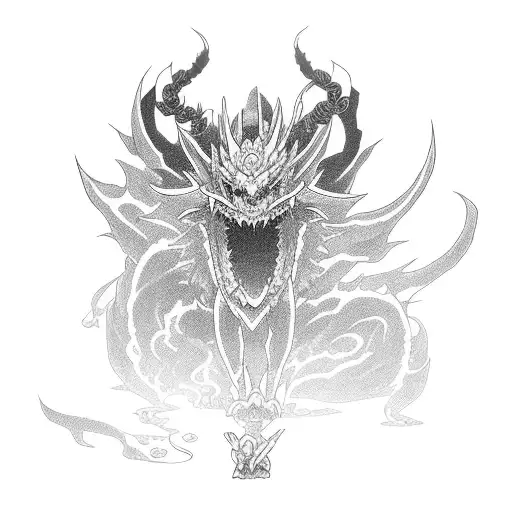 Nezuko In Demon Slayer With Big Dragon And Flowers