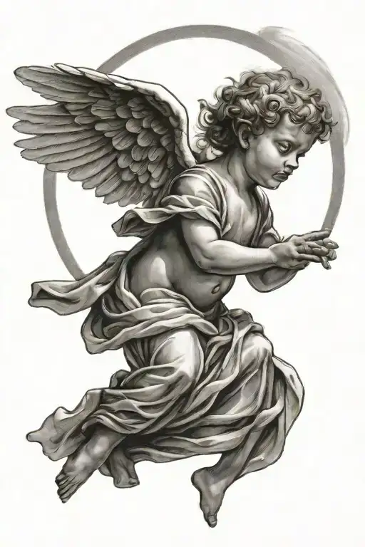 Baby Gaurdian Angel Flying Towards The Sun