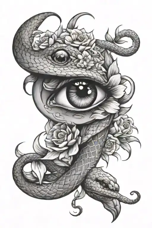 Eye And Snake And Flower