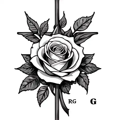 Rose And Cross With Rg In The Middle