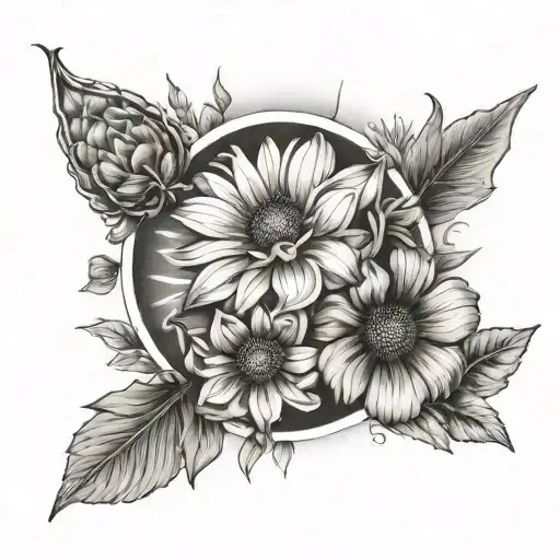 July And August Birth Flowers With Sun Setting