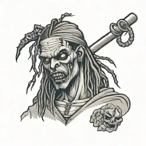 Zombie With Dread Locs Holding Spikes Bat