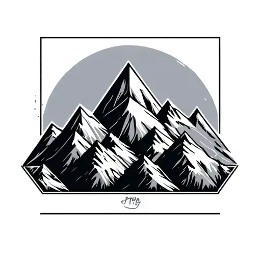 Geometric 4 Mountain Peaks With Triangles Inside