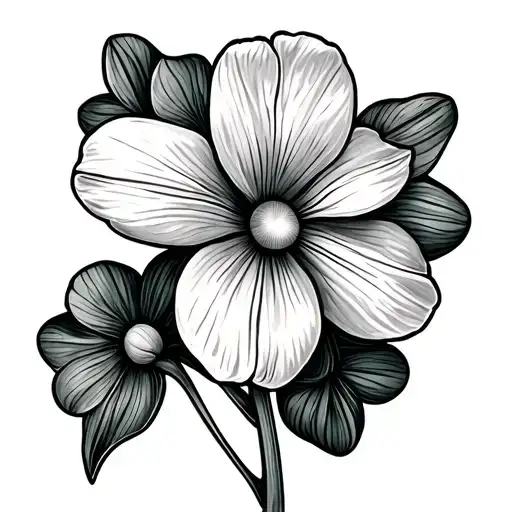 Four Leaf Clover And Daffodil Flower Tattoo Fine Line