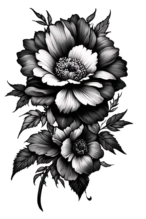 Flower Sleeve Tattoo Design Combining