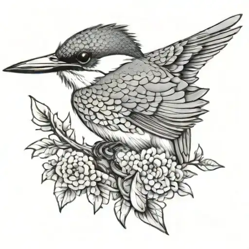 Dotwork Tattoo Of A Kingfisher Bird