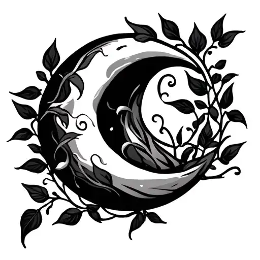 Crescent Moon With Vine Wrapping