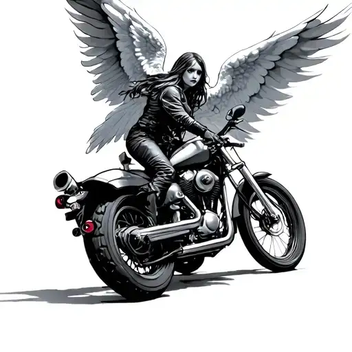 Motorcycle And Angel Falling