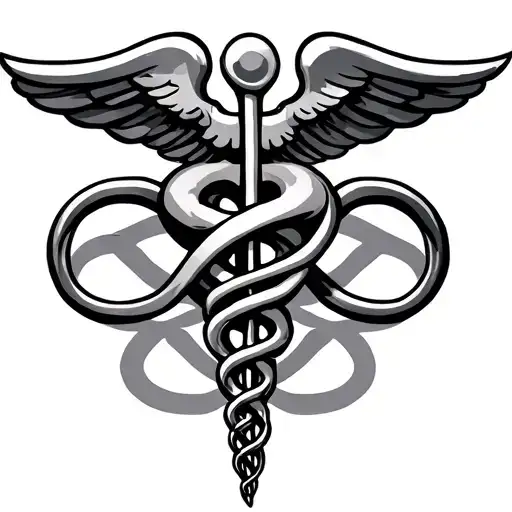 Medical Caduceus Intertwined Infinity Symbols Representing Different