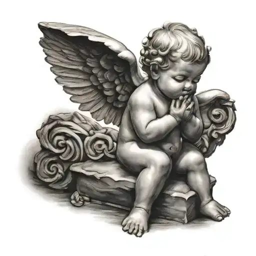 Baby Angel Watching Statue