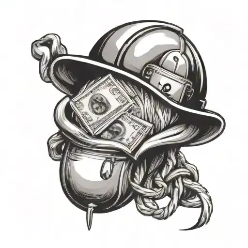 Money Bag Hardhat Intertwined Money