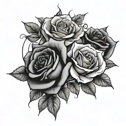 Roses And Moon Deep Black