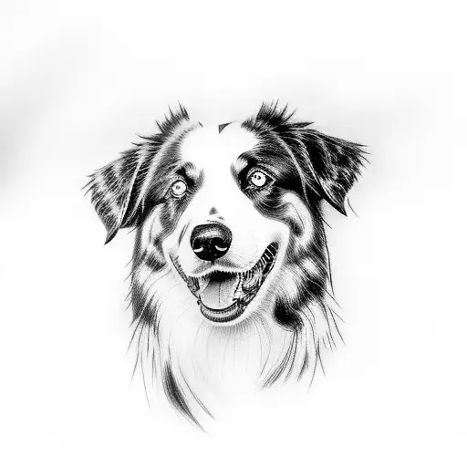 Black Tri Color Australian Shepherd Dog Withh 3 Heads