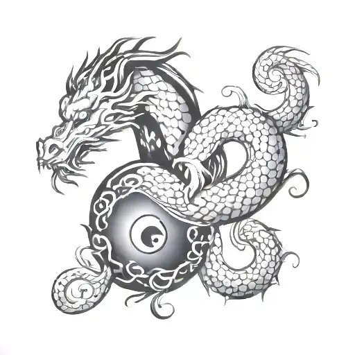 Ying And Yang Symbol Made Out Of Dragon And Ram